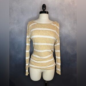 Lauren Ralph Lauren Striped Long Sleeve Top 100% Linen